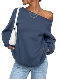 PRETTYGARDEN Womens Off The Shoulder Sweatshirt Loose Fit | Slouchy Long Sleeve Tops,Comfy Fleece Sweatshirts,Oversized Pullover,Casual Daily Street Y2K Outfits,Fall Winter Clothes