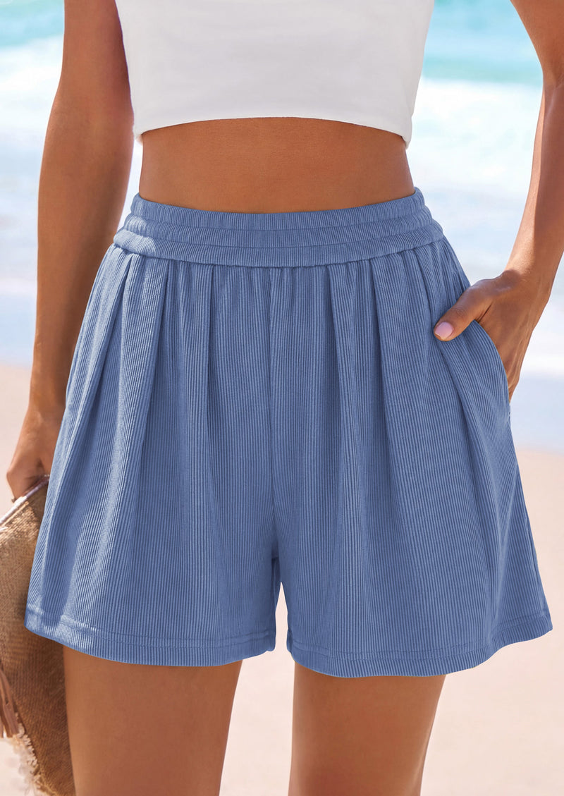 PRETTYGARDEN Flowy Summer Shorts for Women High Waisted Wide Leg Knitted Wide Leg Soft Pajama Shorts Women Vacation Outfits PRETTYGARDEN