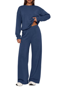 PRETTYGARDEN 2 Piece Lounge Sets for Women Casual Sweatsuits | Soft Stretchy,Drop Shoulder Crew Neck Sweatshirt & Wide Leg Pants,Workout Airport Matching Set Tracksuit,Fall Winter Outfits