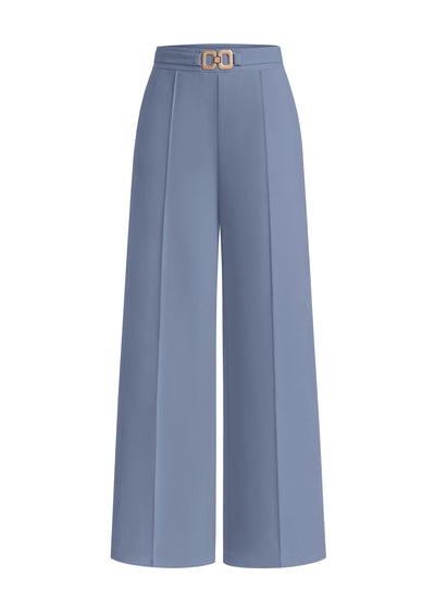 PRETTYGARDEN Women's High Waisted Dressy Casual Pants | Decoration Buckle,Front Seam Trousers with Pockets,Business Casual Outfits,Work Office Slacks,Daily Palazzo Pants All Season