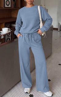 PRETTYGARDEN 2 Piece Lounge Sets Fall Matching Sweatsuits Women Clothing | Loose Crewneck Sweatshirts & Wide Leg Pants Pockets, Casual Sweat Set, Airport Travel Vacation 0utfits, Fashion Tracksuits