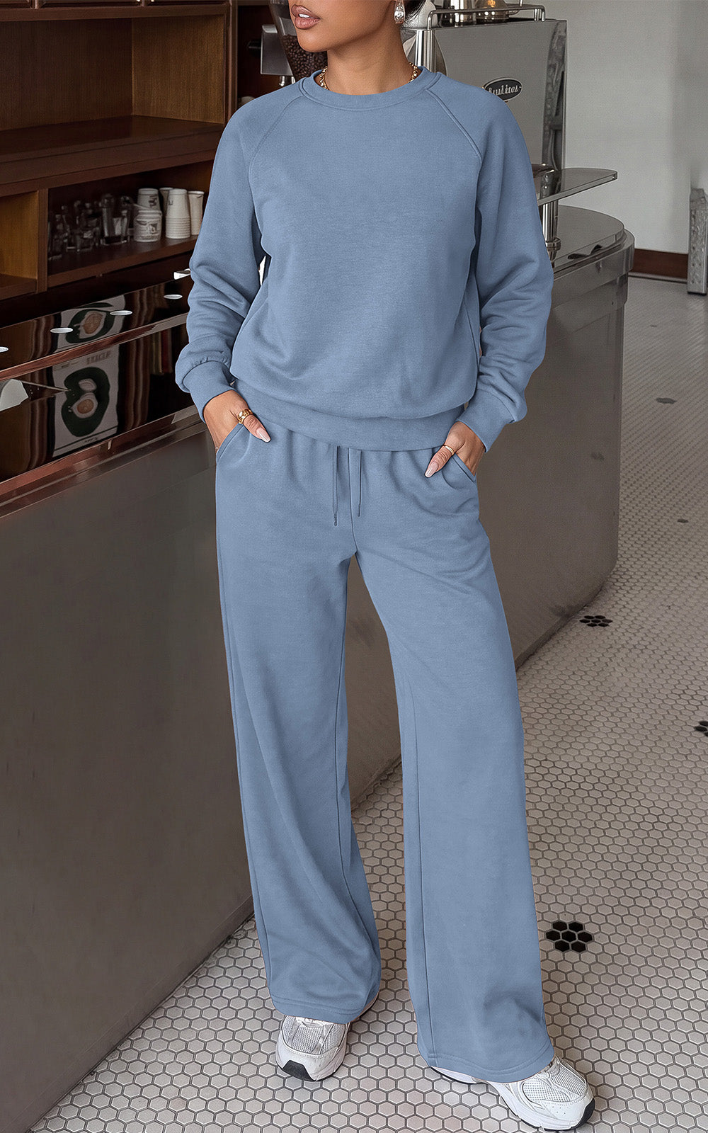 PRETTYGARDEN 2 Piece Lounge Sets Fall Matching Sweatsuits Women Clothing | Loose Crewneck Sweatshirts & Wide Leg Pants Pockets, Casual Sweat Set, Airport Travel Vacation 0utfits, Fashion Tracksuits