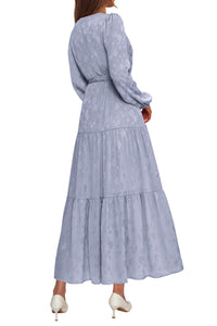 PRETTYGARDEN Womens Long Sleeve Boho Floral Wrap Maxi Dress  Fall Wedding Guest Dresses 2026, Chiffon Flowy Long Dresses, Casual Tie Waist V Neck Dress, Modest A Line Ruffle Tiered Dress