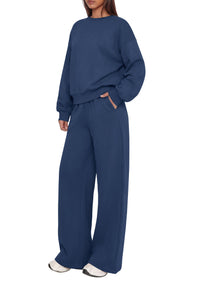 PRETTYGARDEN 2 Piece Lounge Sets for Women Casual Sweatsuits | Soft Stretchy,Drop Shoulder Crew Neck Sweatshirt & Wide Leg Pants,Workout Airport Matching Set Tracksuit,Fall Winter Outfits