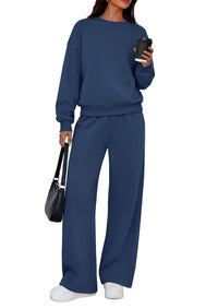PRETTYGARDEN 2 Piece Lounge Sets for Women Casual Sweatsuits | Soft Stretchy,Drop Shoulder Crew Neck Sweatshirt & Wide Leg Pants,Workout Airport Matching Set Tracksuit,Fall Winter Outfits