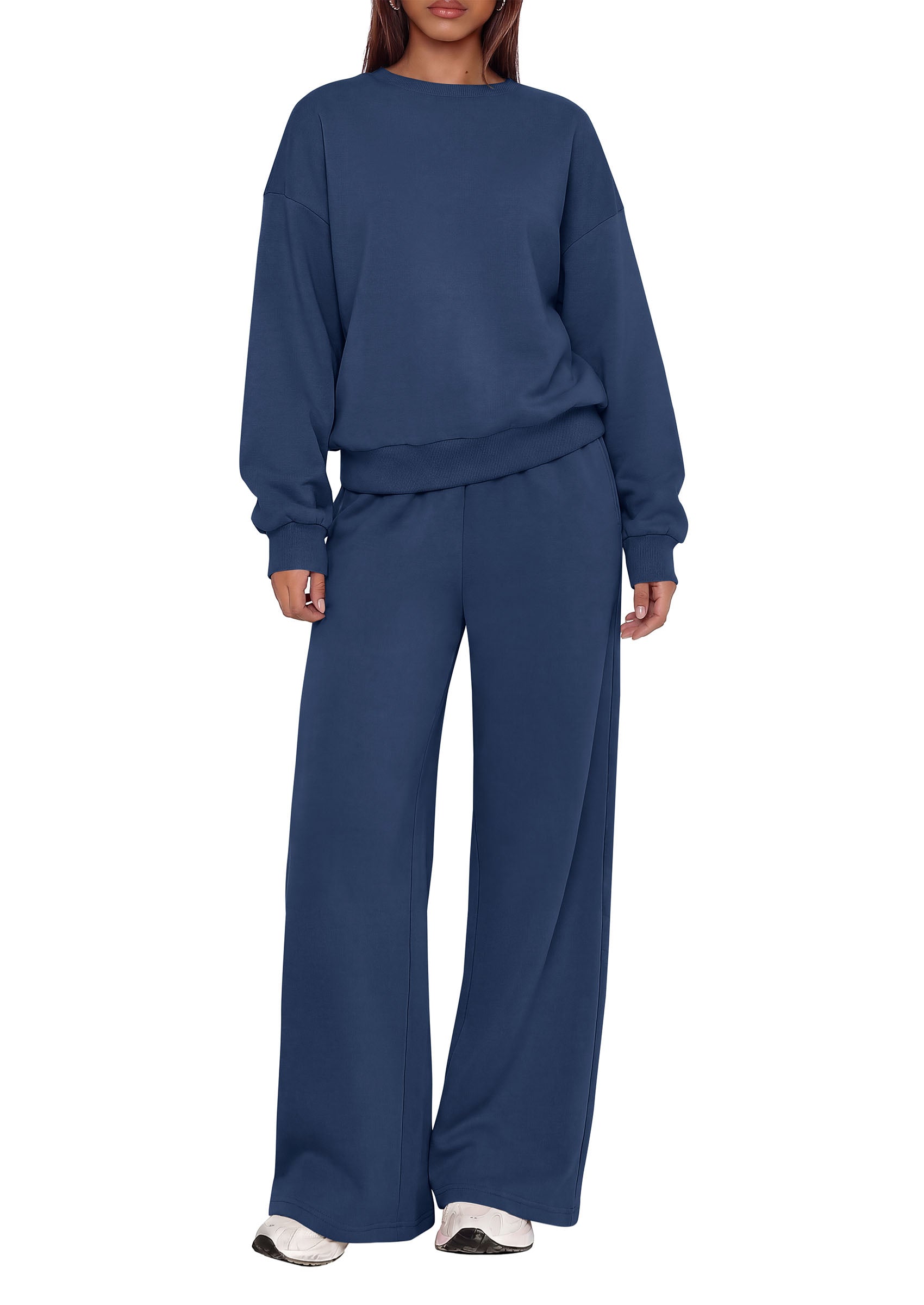 PRETTYGARDEN 2 Piece Lounge Sets for Women Casual Sweatsuits | Soft Stretchy,Drop Shoulder Crew Neck Sweatshirt & Wide Leg Pants,Workout Airport Matching Set Tracksuit,Fall Winter Outfits
