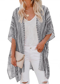 PRETTYGARDEN Summer Kimonos for Women Boho Floral Short Sleeve Kimono Cardigans Swimsuit Beach Cover Ups for Women Swimwear PRETTYGARDEN
