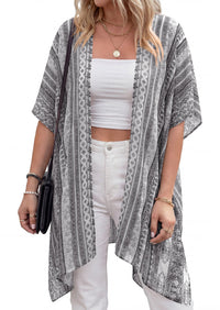 PRETTYGARDEN Summer Kimonos for Women Boho Floral Short Sleeve Kimono Cardigans Swimsuit Beach Cover Ups for Women Swimwear PRETTYGARDEN