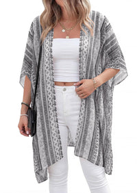 PRETTYGARDEN Summer Kimonos for Women Boho Floral Short Sleeve Kimono Cardigans Swimsuit Beach Cover Ups for Women Swimwear PRETTYGARDEN