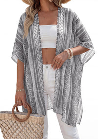 PRETTYGARDEN Summer Kimonos for Women Boho Floral Short Sleeve Kimono Cardigans Swimsuit Beach Cover Ups for Women Swimwear PRETTYGARDEN