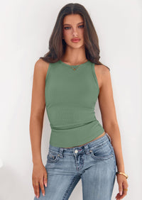 PRETTYGARDEN Womens Summer High Neck Ribbed Tank Tops Casual Basic Sleeveless Slim Fitted Racerback Workout T Shirts PRETTYGARDEN
