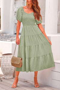 Puff Sleeve Boho Midi Dress