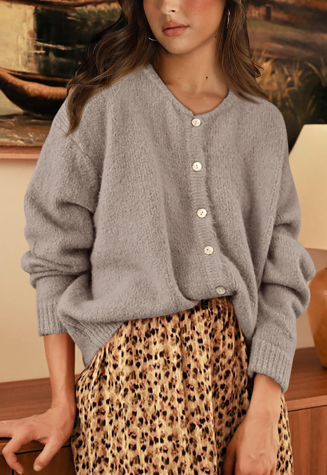 PRETTYGARDEN Long Sleeve Crewneck Button Down Womens Sweaters Fall Open Front Chunky Cardigan Sweaters for Women PRETTYGARDEN