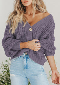 PRETTYGARDEN Women's Chunky Knit Open Front Sweater Long Sleeve Button Loose Short Cardigan Outerwear Coats