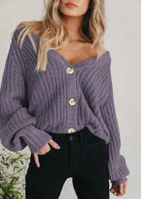 PRETTYGARDEN Women's Chunky Knit Open Front Sweater Long Sleeve Button Loose Short Cardigan Outerwear Coats