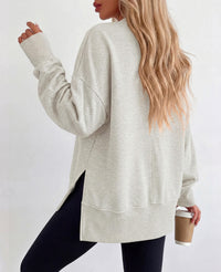 PRETTYGARDEN Womens Long Sleeve Loose Crewneck Sweatshirts with Thumb Hole | Soft Cozy Fleece Basic Side Slit Oversized Pullover Tops, Workout Casual Daily Wear, Y2k 2026 Fashion Fall Winter Clothing