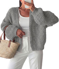 PRETTYGARDEN Women's Fall Cardigan Open Front Chunky Sweaters | Cozy Stretchy Knitwear, Long Sleeve Drop Shoulder, Loose Fit Crochet Jacket, Trendy Holiday Outfits, Warm Winter Clothing