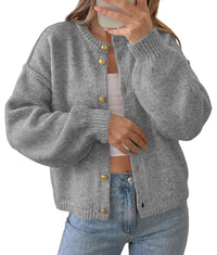PRETTYGARDEN Women's Button up Chunky Knit Cardigan Sweaters | Crew Neck, Long Sleeve, Oversized Sweaters, Relaxed Fit, Soft Cozy Casual Outerwear, Fall Outfits, Winter Fashion Clothing