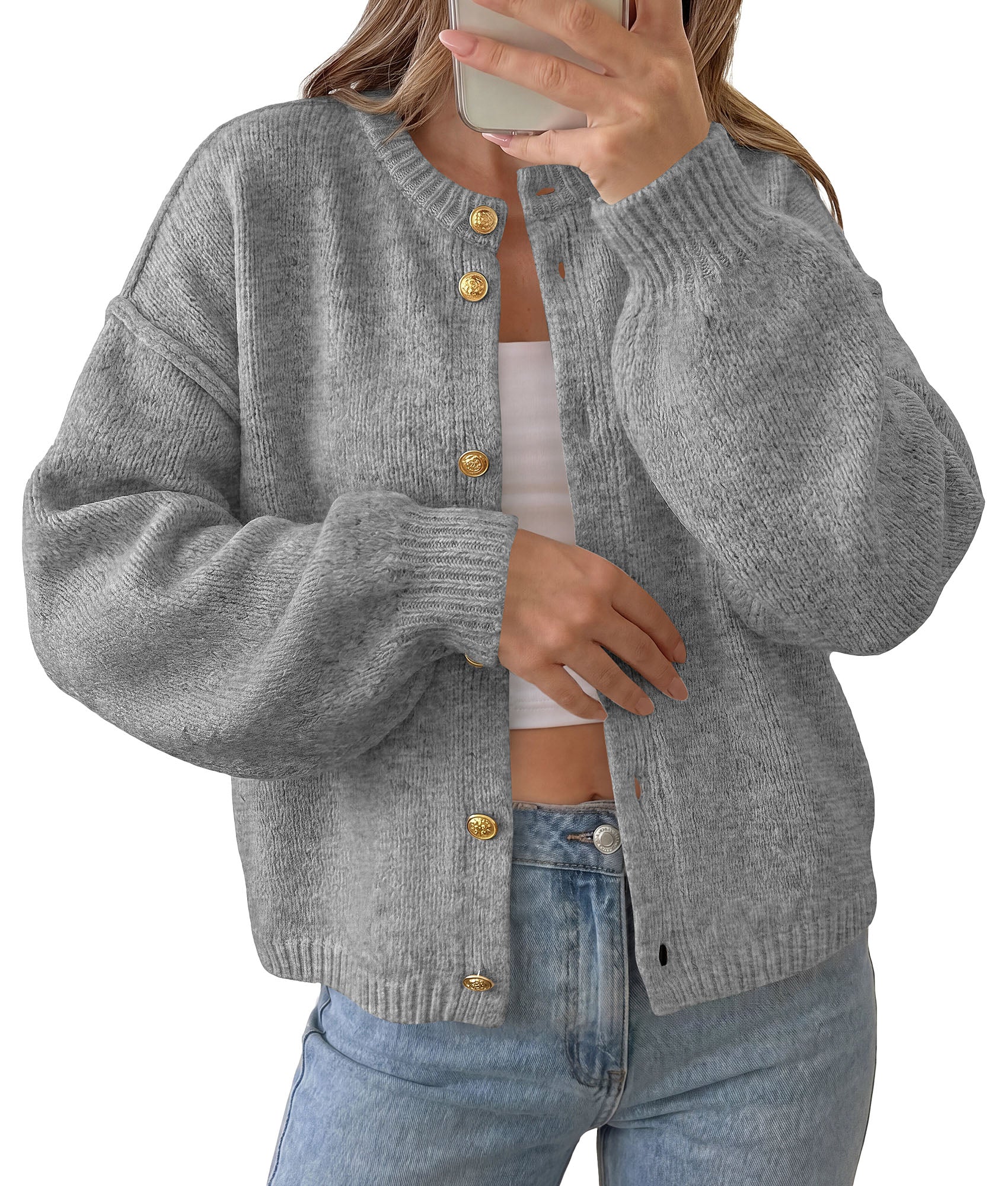 PRETTYGARDEN Women's Button up Chunky Knit Cardigan Sweaters | Crew Neck, Long Sleeve, Oversized Sweaters, Relaxed Fit, Soft Cozy Casual Outerwear, Fall Outfits, Winter Fashion Clothing