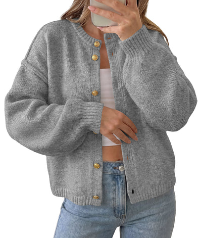 PRETTYGARDEN Women's Button up Chunky Knit Cardigan Sweaters | Crew Neck, Long Sleeve, Oversized Sweaters, Relaxed Fit, Soft Cozy Casual Outerwear, Fall Outfits, Winter Fashion Clothing