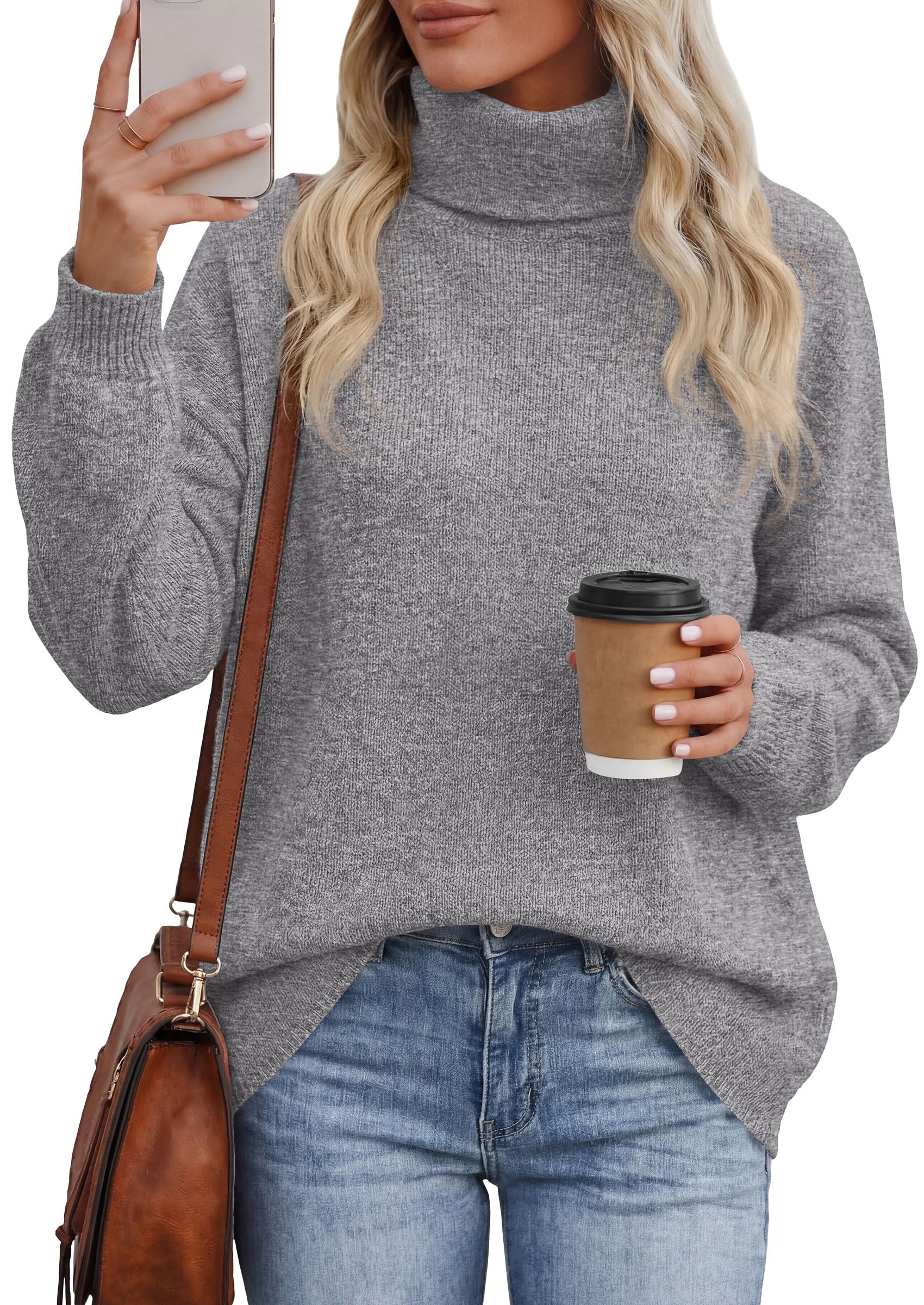 PRETTYGARDEN Women's Winter Turtleneck Sweaters Oversized Warm Pullover  Cozy Chunky Knit Sweater, Long Sleeve Tunic, Loose Fit Dressy Casual Tops, Trendy Fall Fashion Clothing, Holiday Outfits