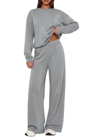 PRETTYGARDEN 2 Piece Lounge Sets for Women Casual Sweatsuits | Soft Stretchy,Drop Shoulder Crew Neck Sweatshirt & Wide Leg Pants,Workout Airport Matching Set Tracksuit,Fall Winter Outfits