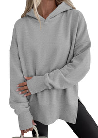 PRETTYGARDEN Womens Oversized Hoodies Side Slit Sweatshirts | Fall Fashion 2026 Trendy Outfits, Thumbholes & Unique Center Seam, Comfort Drop Shoulder Pullover, Chic Tunic for Leggings