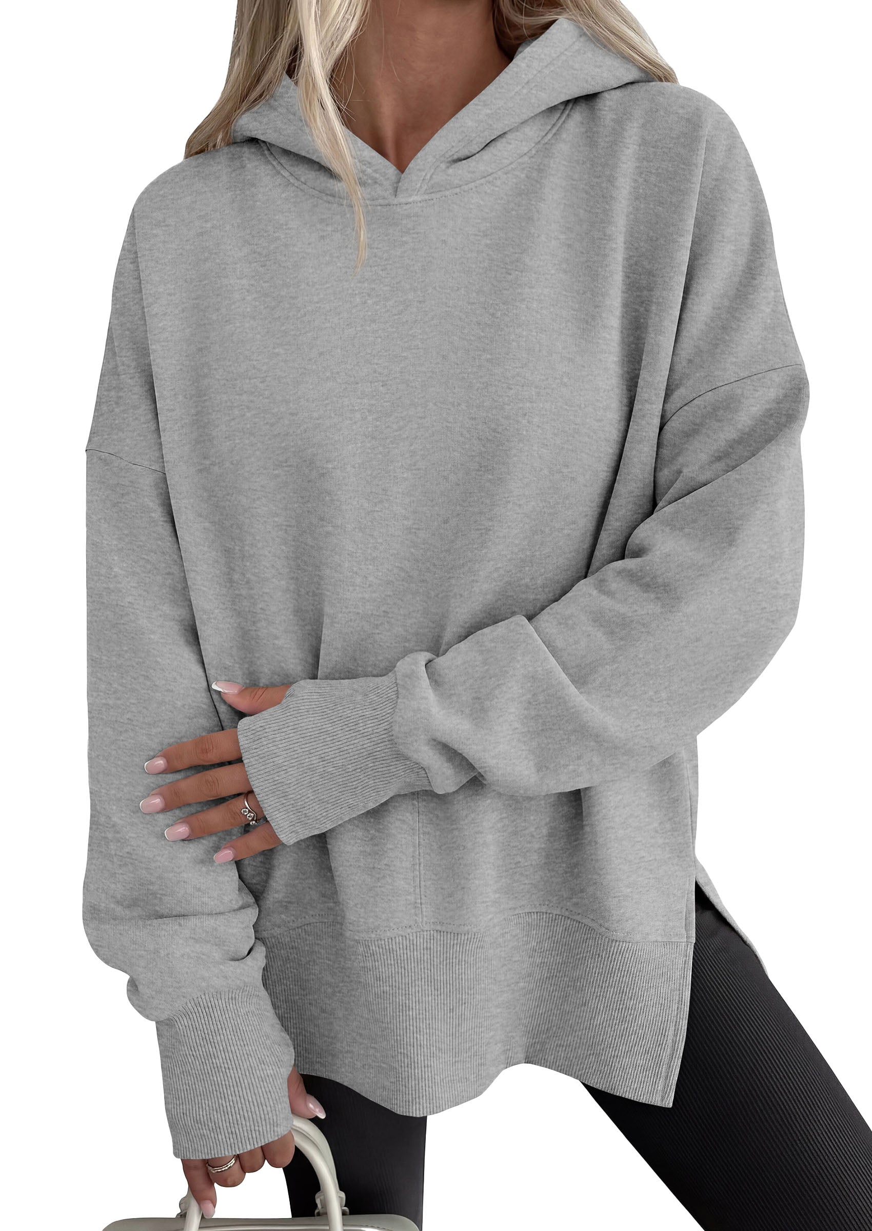 PRETTYGARDEN Womens Oversized Hoodies Side Slit Sweatshirts | Fall Fashion 2026 Trendy Outfits, Thumbholes & Unique Center Seam, Comfort Drop Shoulder Pullover, Chic Tunic for Leggings