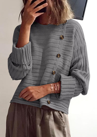 PRETTYGARDEN Womens Sweaters Fall Casual Long Sleeve Crewneck Button Loose Winter Knit Pullover Sweater Tops