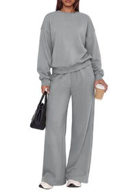 PRETTYGARDEN 2 Piece Lounge Sets for Women Casual Sweatsuits | Soft Stretchy,Drop Shoulder Crew Neck Sweatshirt & Wide Leg Pants,Workout Airport Matching Set Tracksuit,Fall Winter Outfits