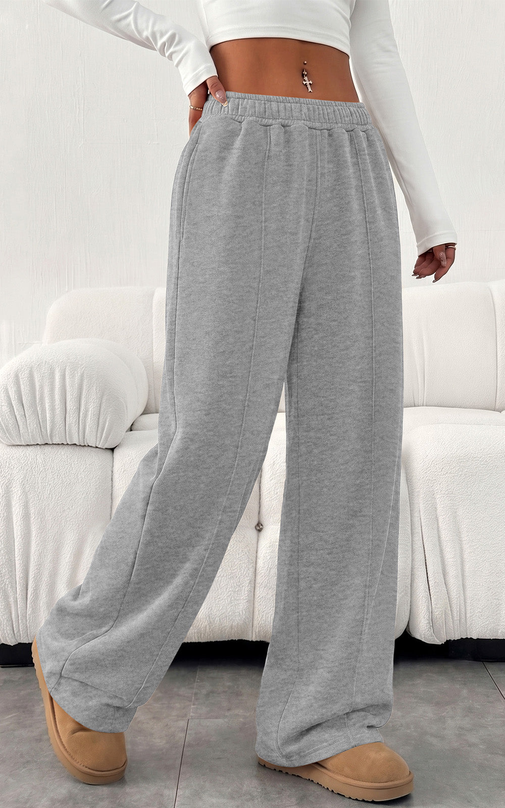 PRETTYGARDEN Fall Womens Sweatpants Baggy Wide Leg Pants with Pockets | Elastic Waist Loose Trousers Pants for Women, Pleated Front Soft Cotton Sweatpants Women, Fashion Outfits,Jogger Sweatpant