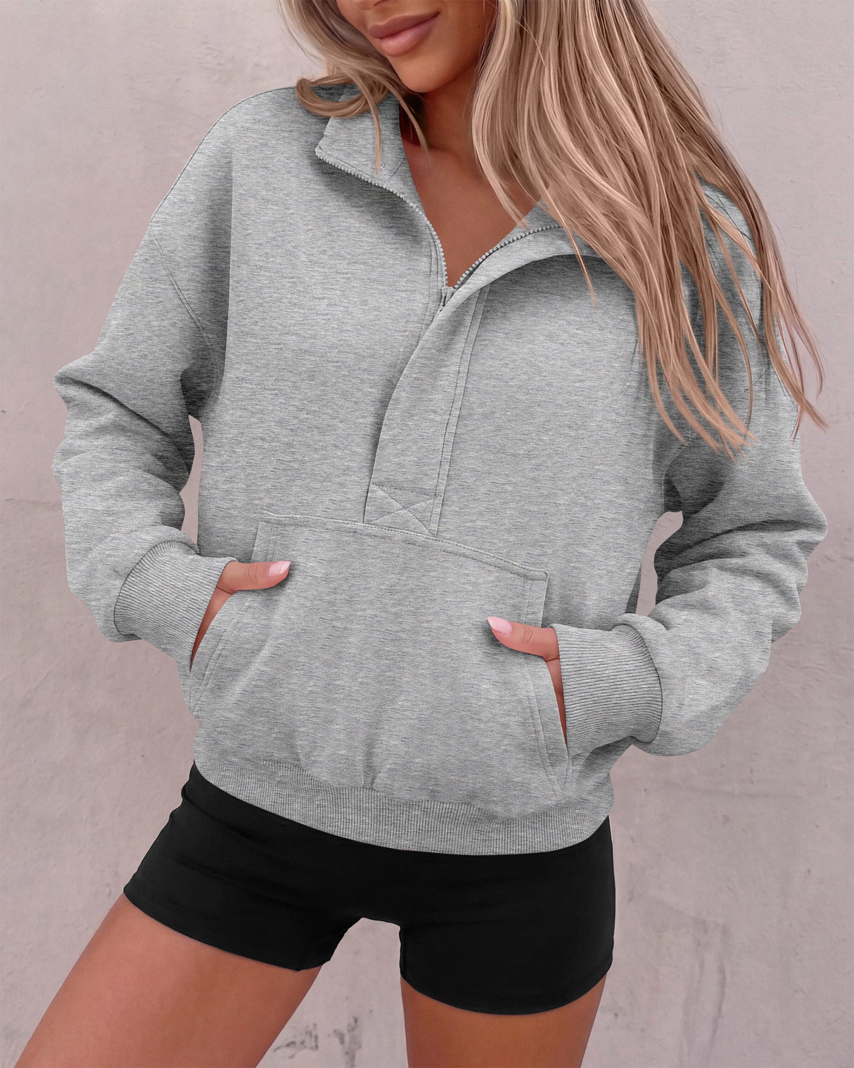 PRETTYGARDEN Womens Long Sleeve Quarter Zip Crop Sweatshirts | Mock Neck FLeece Sweatshirt, Button up Henley Neck Pullover, Relaxed Fit Cropped Tops, Casual Lounge Wear, Fall Outfits 2026