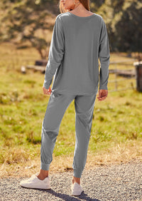 PRETTYGARDEN Women's Fall 2 Piece Lounge Set Long Sleeve Tops Ribbed Pants Spring Matching Sweatsuit Travel Outfits Clothes