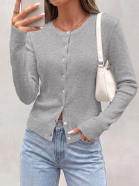 PRETTYGARDEN Fall Fitted Cardigan Sweaters for Women Button Down  | Basic Crewneck Long Sleeve Sweater Tops, Ribbed Trim, Slim Fit, Open Front, Daily Wear, Work, Date, Travel, Fashion Clothing