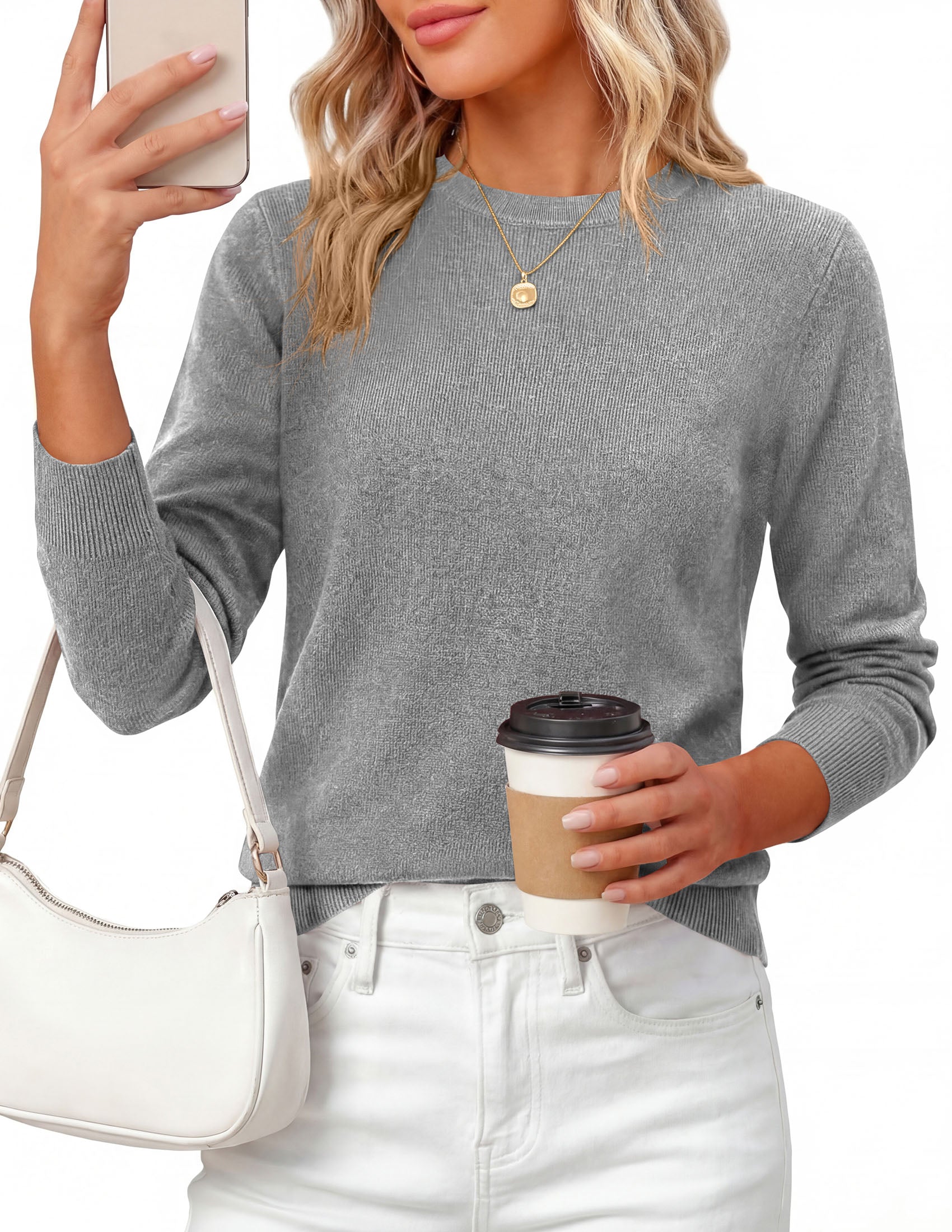 PRETTYGARDEN Womens Fall Basic Long Sleeve Sweater | Soft Knit Fabric, Classic Crew Neck Sweaters, Loose Fit Sweater, Casual Going Out Outfits, 2026 Winter Trendy Clothes