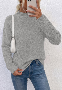 PRETTYGARDEN Womens Sweaters 2026 Mock Neck Ribbed Knit Fall Outfits | Long Sleeve Pullover Tops, Rolled Edge, Loose Fit, Soft Cotton Fabric, Comfy Cozy Sweater, Versatile Casual Cute Clothes