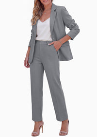 PRETTYGARDEN Two Piece Sets for Women Dressy Pant Suits | Lapel Blazer,Straight Leg Dress Pants,Professional Interview Suit Set,Business Casual Outfits,Office Work Clothes,Fall Winter