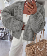 PRETTYGARDEN Women's Fall Cardigan Open Front Chunky Sweaters | Cozy Stretchy Knitwear, Long Sleeve Drop Shoulder, Loose Fit Crochet Jacket, Trendy Holiday Outfits, Warm Winter Clothing
