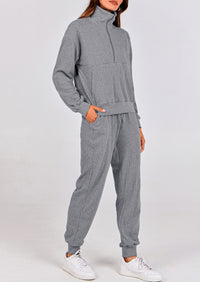 PRETTYGARDEN Women's Fall 2 Piece Lounge Sets Zip Up Sweatshirt Jogger Pants Sweat Track Suits Travel Outfit Winter Clothing