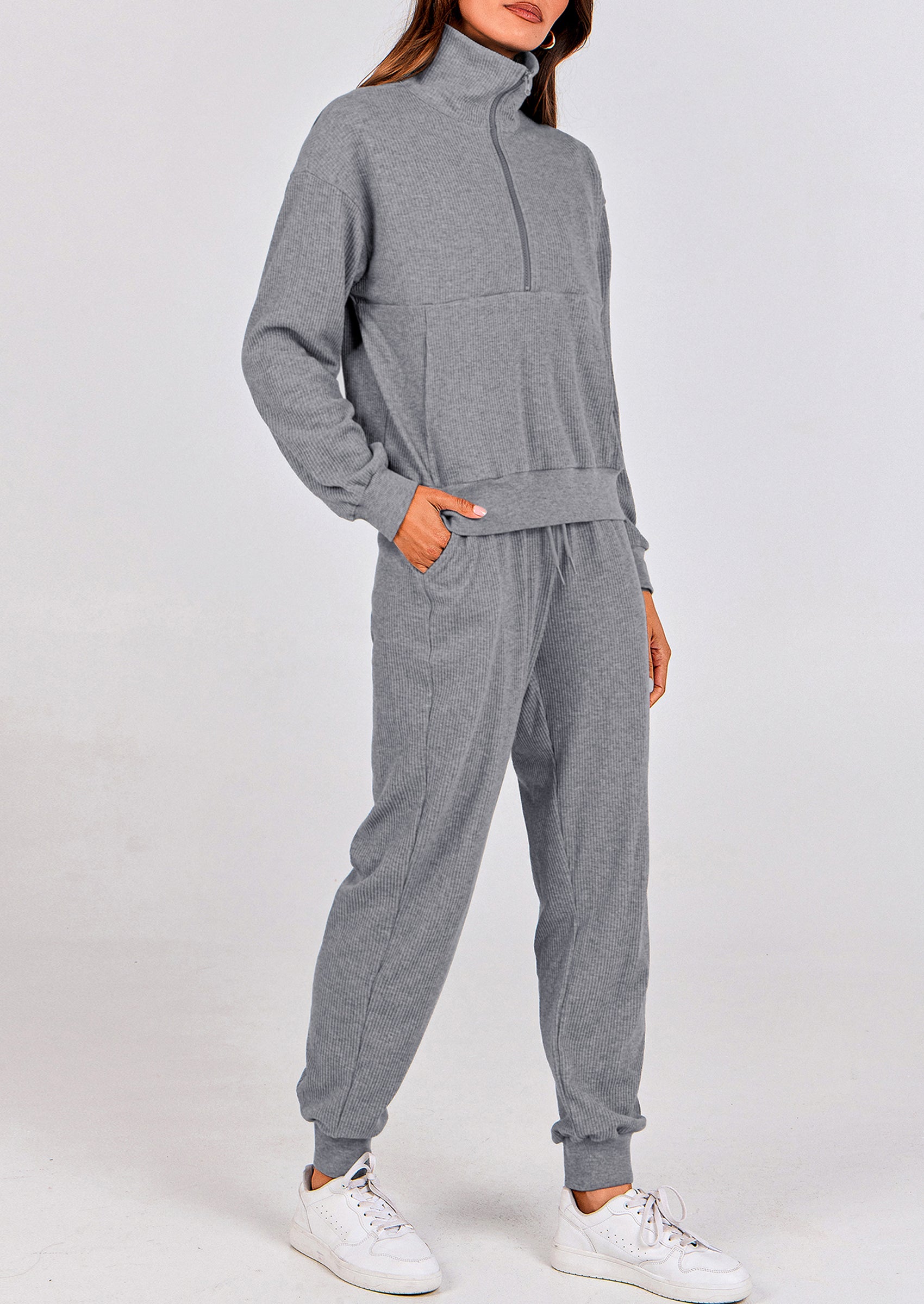 PRETTYGARDEN Women's Fall 2 Piece Lounge Sets Zip Up Sweatshirt Jogger Pants Sweat Track Suits Travel Outfit Winter Clothing