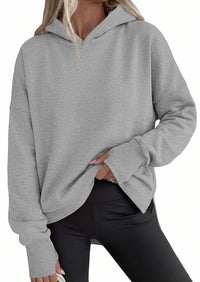 PRETTYGARDEN Womens Oversized Hoodies Side Slit Sweatshirts | Fall Fashion 2026 Trendy Outfits, Thumbholes & Unique Center Seam, Comfort Drop Shoulder Pullover, Chic Tunic for Leggings