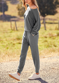 PRETTYGARDEN Women's Fall 2 Piece Lounge Set Long Sleeve Tops Ribbed Pants Spring Matching Sweatsuit Travel Outfits Clothes