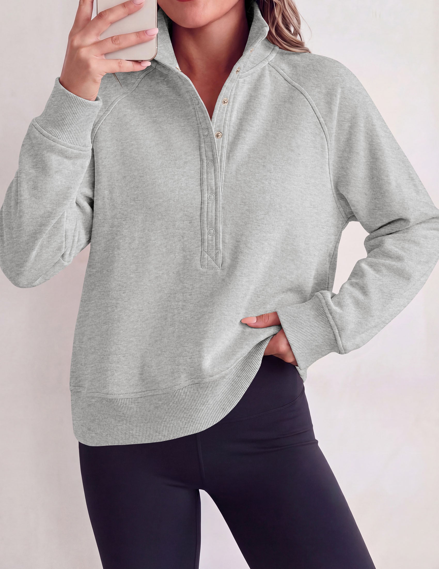 PRETTYGARDEN Women's Fall Trendy Oversized Sweatshirts | Comfy Ribbed Fabric, Raglan Long Sleeve Collared; Button Up Henley Pullover Blouse, Casual Workout Tops, Y2K Fashion Clothing