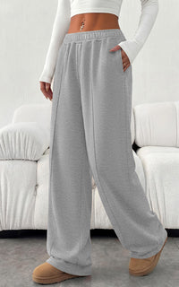 PRETTYGARDEN Fall Womens Sweatpants Baggy Wide Leg Pants with Pockets | Elastic Waist Loose Trousers Pants for Women, Pleated Front Soft Cotton Sweatpants Women, Fashion Outfits,Jogger Sweatpant