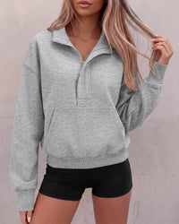 PRETTYGARDEN Womens Long Sleeve Quarter Zip Crop Sweatshirts | Mock Neck FLeece Sweatshirt, Button up Henley Neck Pullover, Relaxed Fit Cropped Tops, Casual Lounge Wear, Fall Outfits 2026