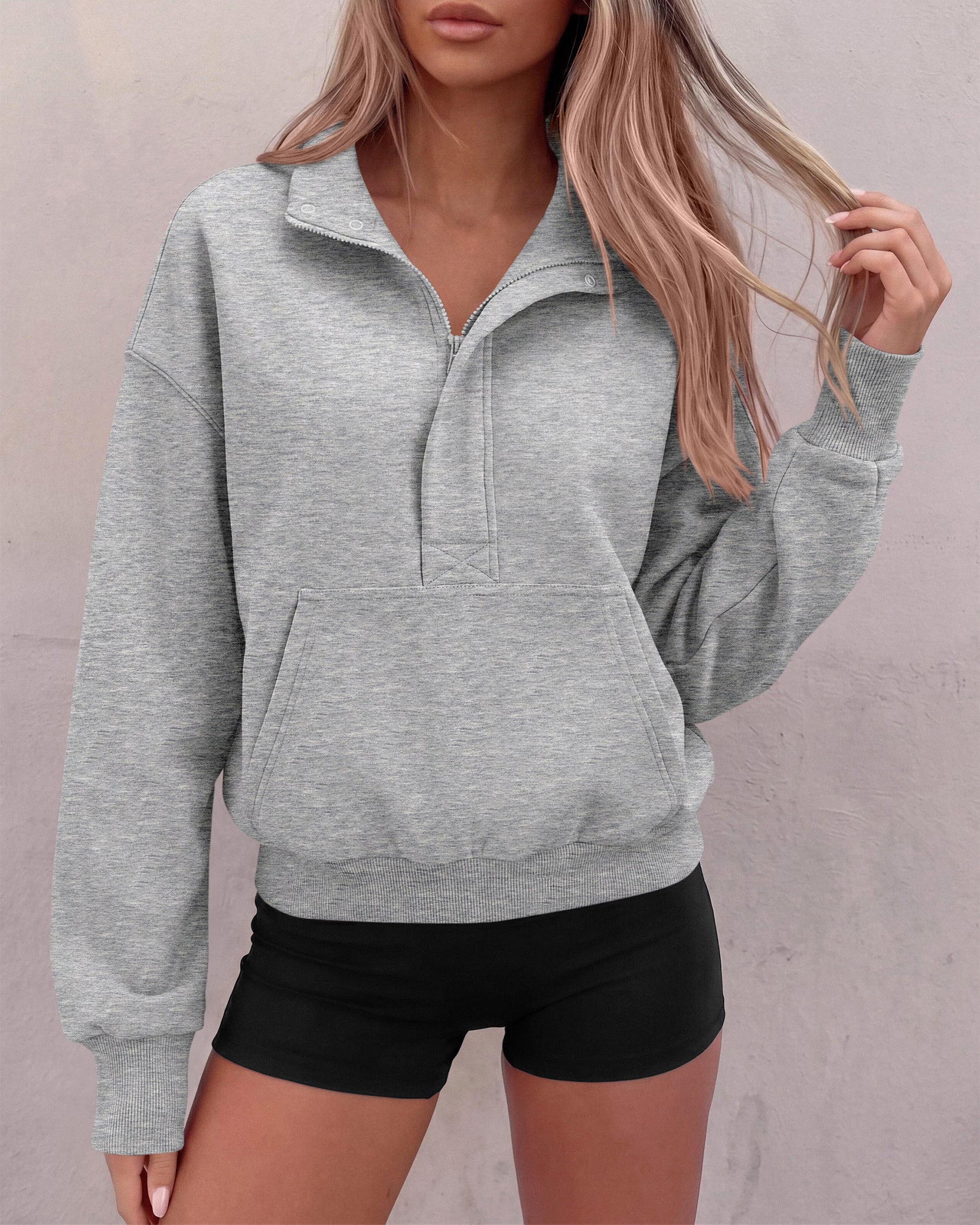 PRETTYGARDEN Womens Long Sleeve Quarter Zip Crop Sweatshirts | Mock Neck FLeece Sweatshirt, Button up Henley Neck Pullover, Relaxed Fit Cropped Tops, Casual Lounge Wear, Fall Outfits 2026