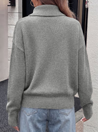 PRETTYGARDEN Womens Turtleneck Sweater Pullover Side Button Fall Clothes  Stretchy Knit,Dropped Shoulder,Ribbed Cuffs,Asymmetrical,Jumper Long Sleeve Tops,Work Office,2026 Winter Casual Outfits