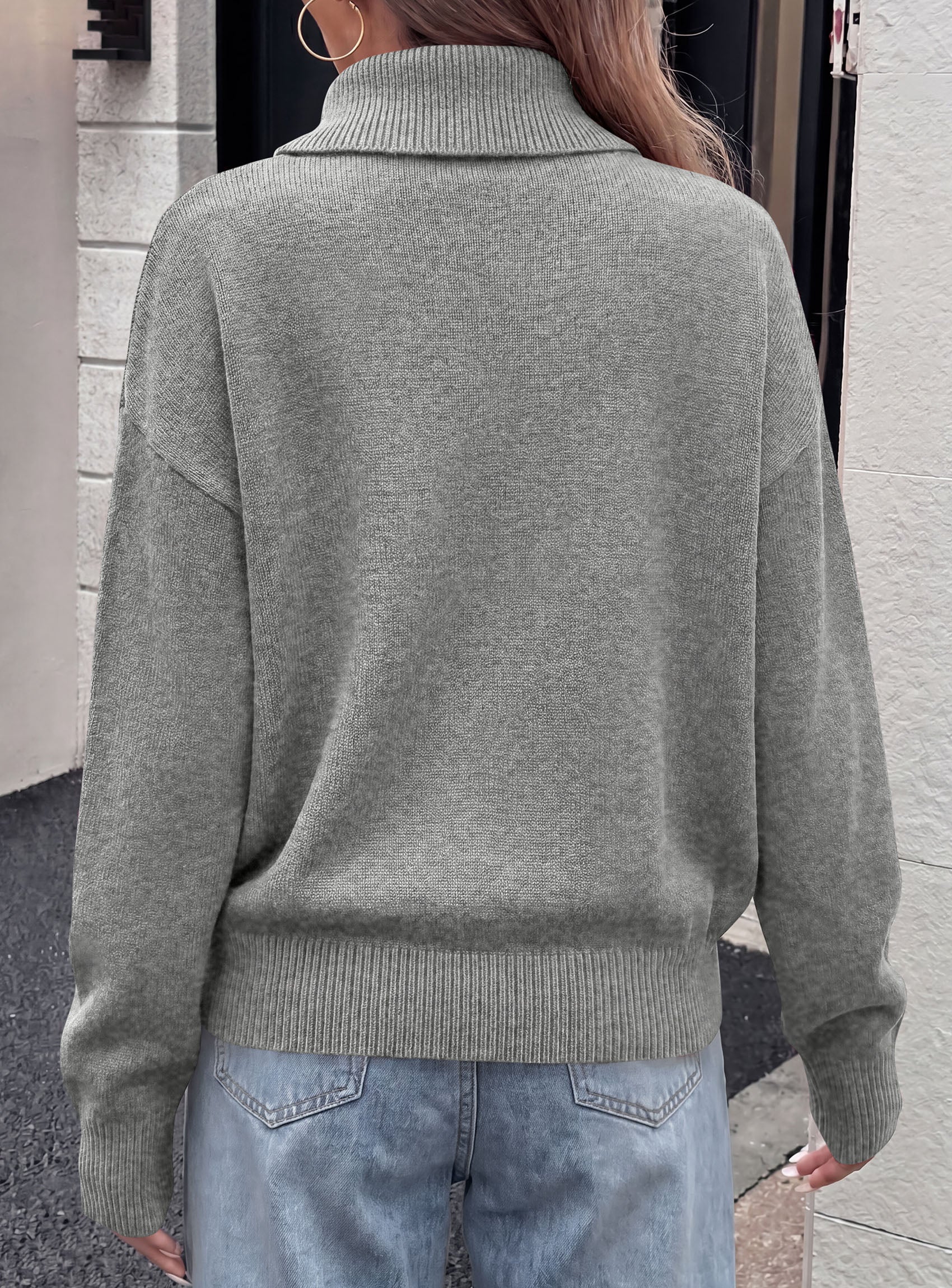 PRETTYGARDEN Womens Turtleneck Sweater Pullover Side Button Fall Clothes  Stretchy Knit,Dropped Shoulder,Ribbed Cuffs,Asymmetrical,Jumper Long Sleeve Tops,Work Office,2026 Winter Casual Outfits