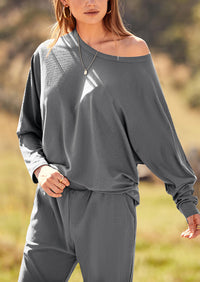 PRETTYGARDEN Women's Fall 2 Piece Lounge Set Long Sleeve Tops Ribbed Pants Spring Matching Sweatsuit Travel Outfits Clothes