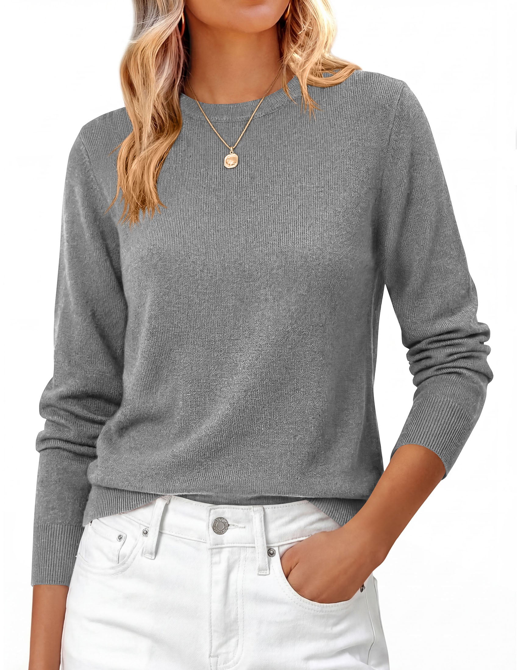 PRETTYGARDEN Womens Fall Basic Long Sleeve Sweater | Soft Knit Fabric, Classic Crew Neck Sweaters, Loose Fit Sweater, Casual Going Out Outfits, 2026 Winter Trendy Clothes
